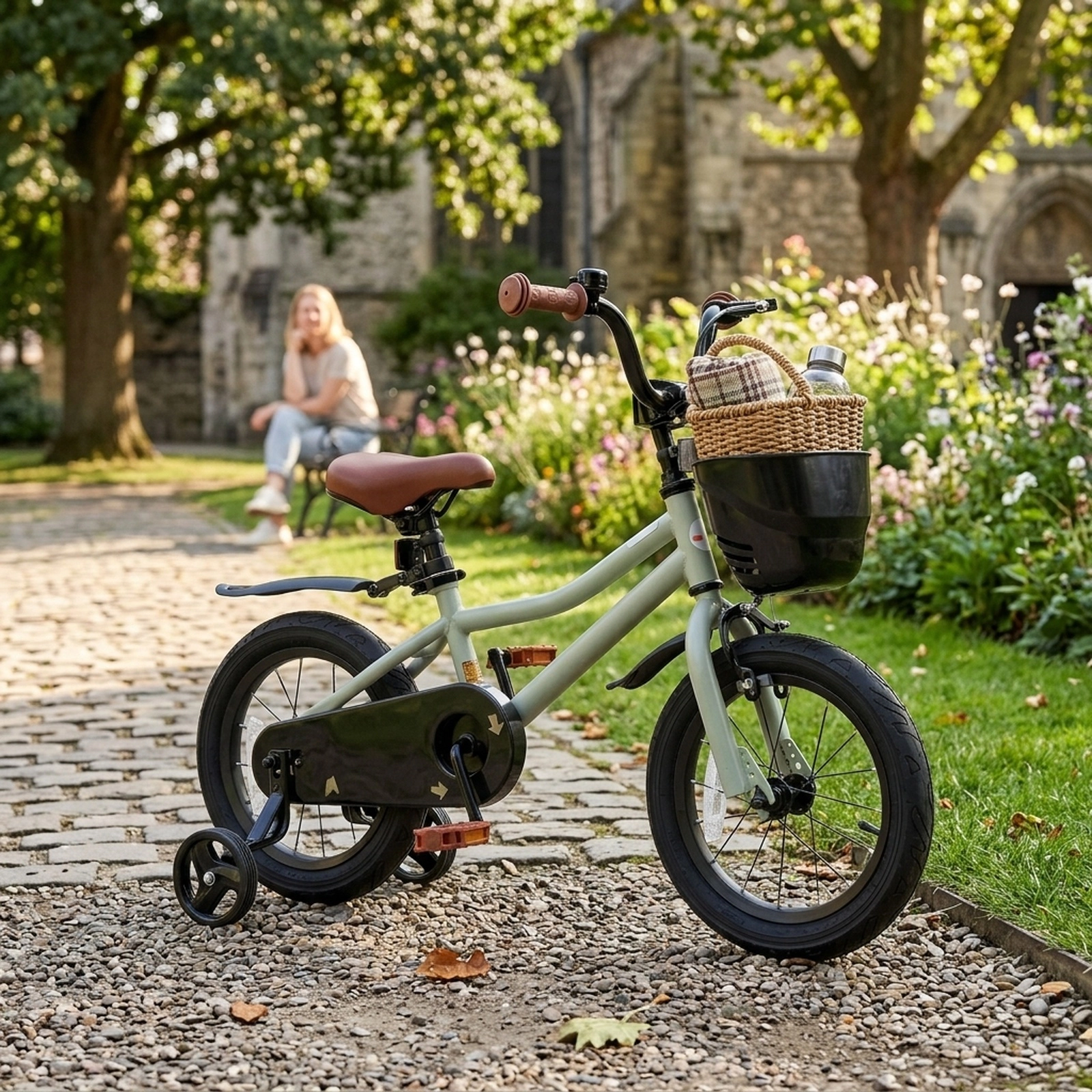 14-in Kids Bike Removable Training Wheels Quick-Release Seat Dual Brakes and Assembly Tool Included Ages 3-5 Green
