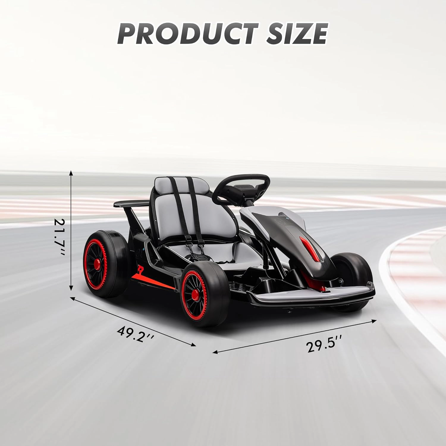 24V Kids Electric Drift Go Kart, 2×200W Motors, Adjustable Seat, LED Lights, Outdoor Ride-On Race Car for Ages 6-12
