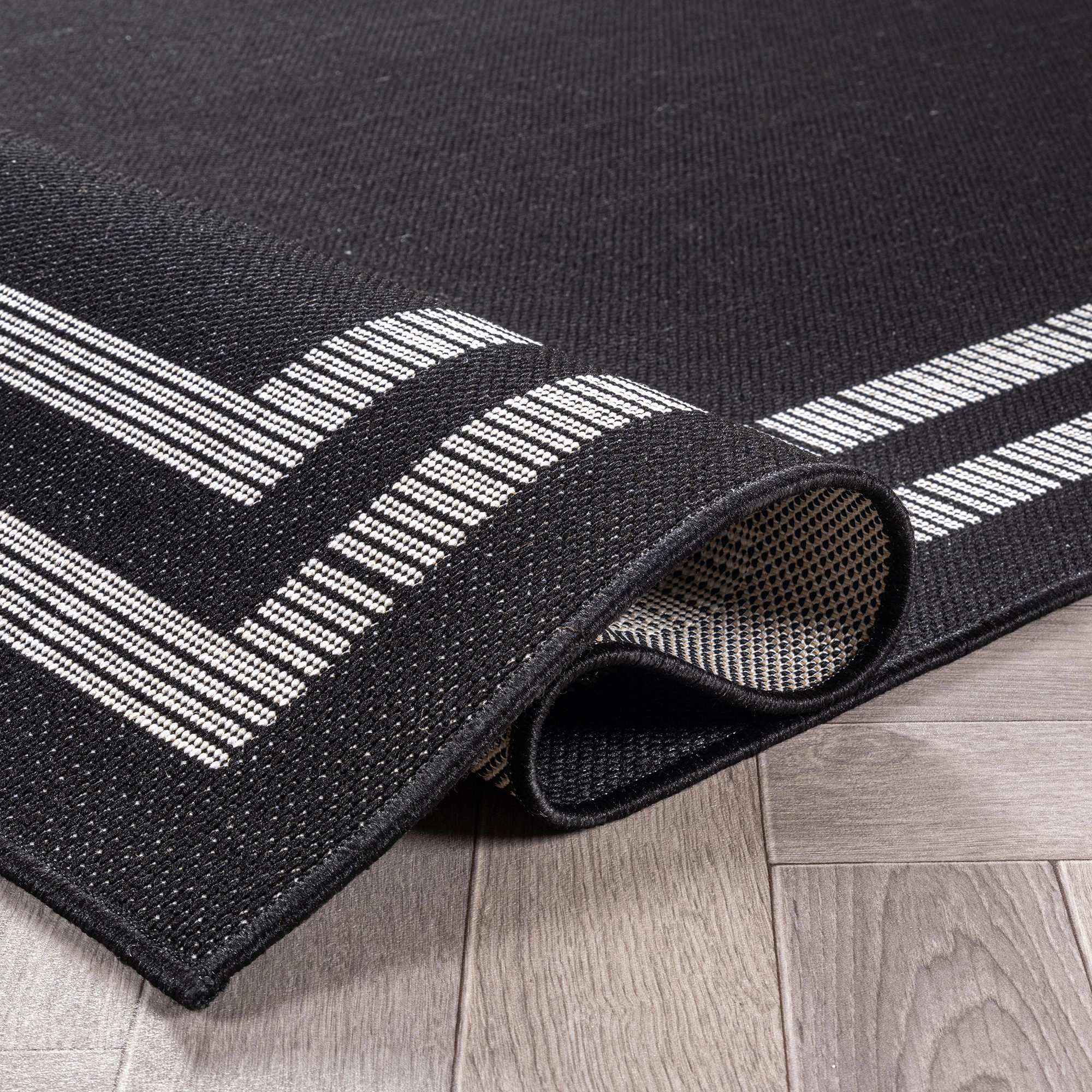 World Rug Gallery Border Indoor/Outdoor Flat Woven Area - Natural Jute-Style