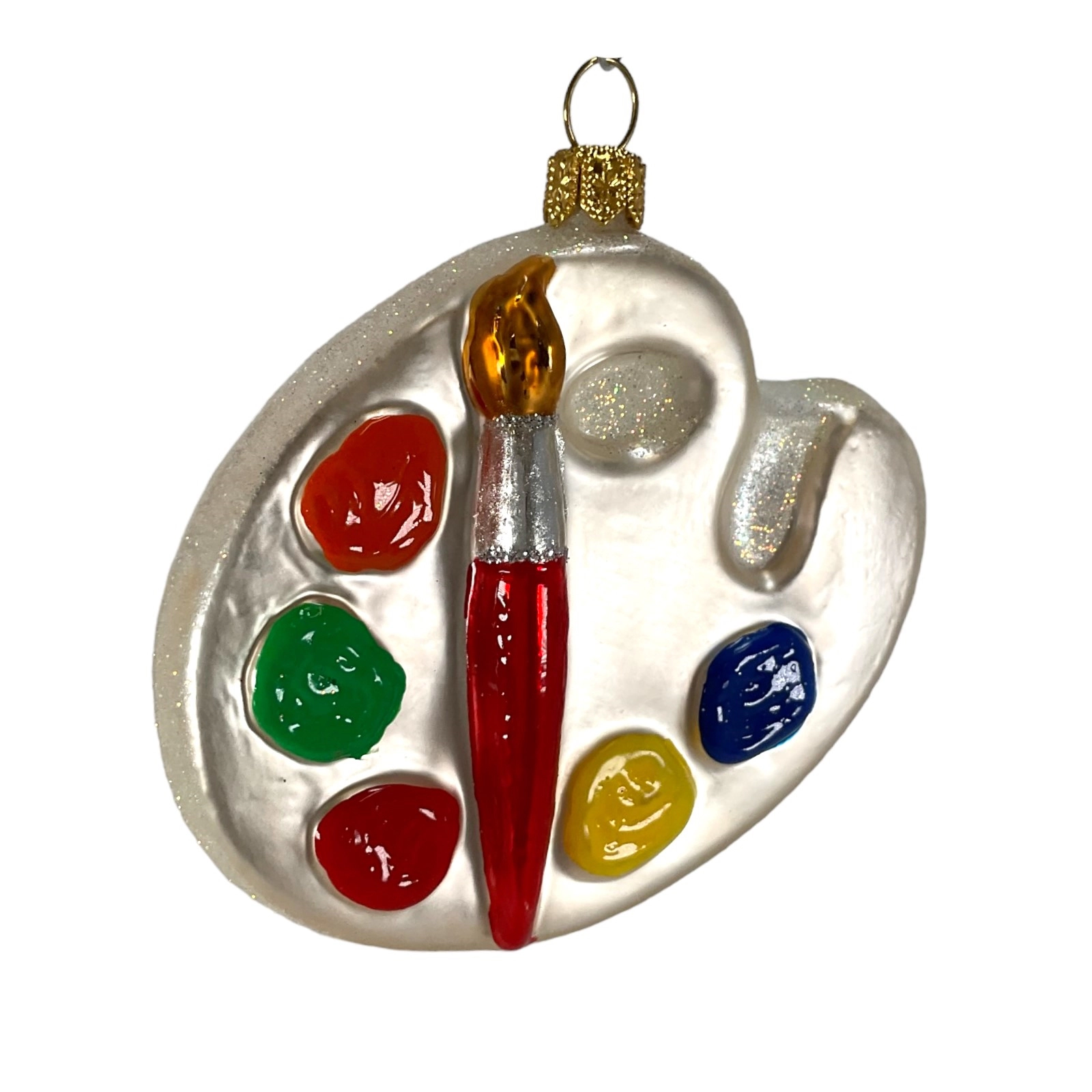 Pinnacle Peak Trading Company Painter's Paint Palette Polish Glass Christmas Tree Ornament Painting