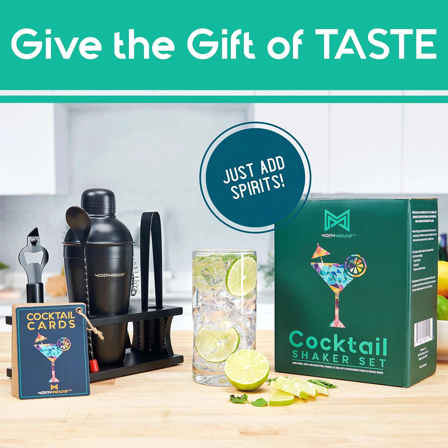 Mixology & Craft Cocktail Shaker Set: 8-Piece Bartender Kit with Stand | Complete Gift Set