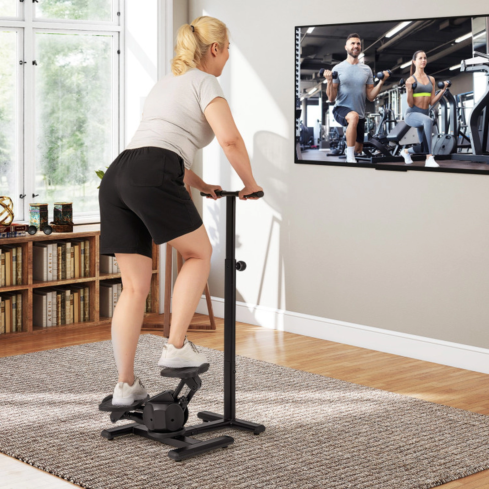 SUGIFT Black Twist Stair Stepper with Adjustable Handlebar and LCD Monitor 23-in W 19-in D 300-lb User Capacity