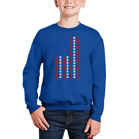 LA Pop Art Boy's Word Art Sweatshirt - Paws Flag