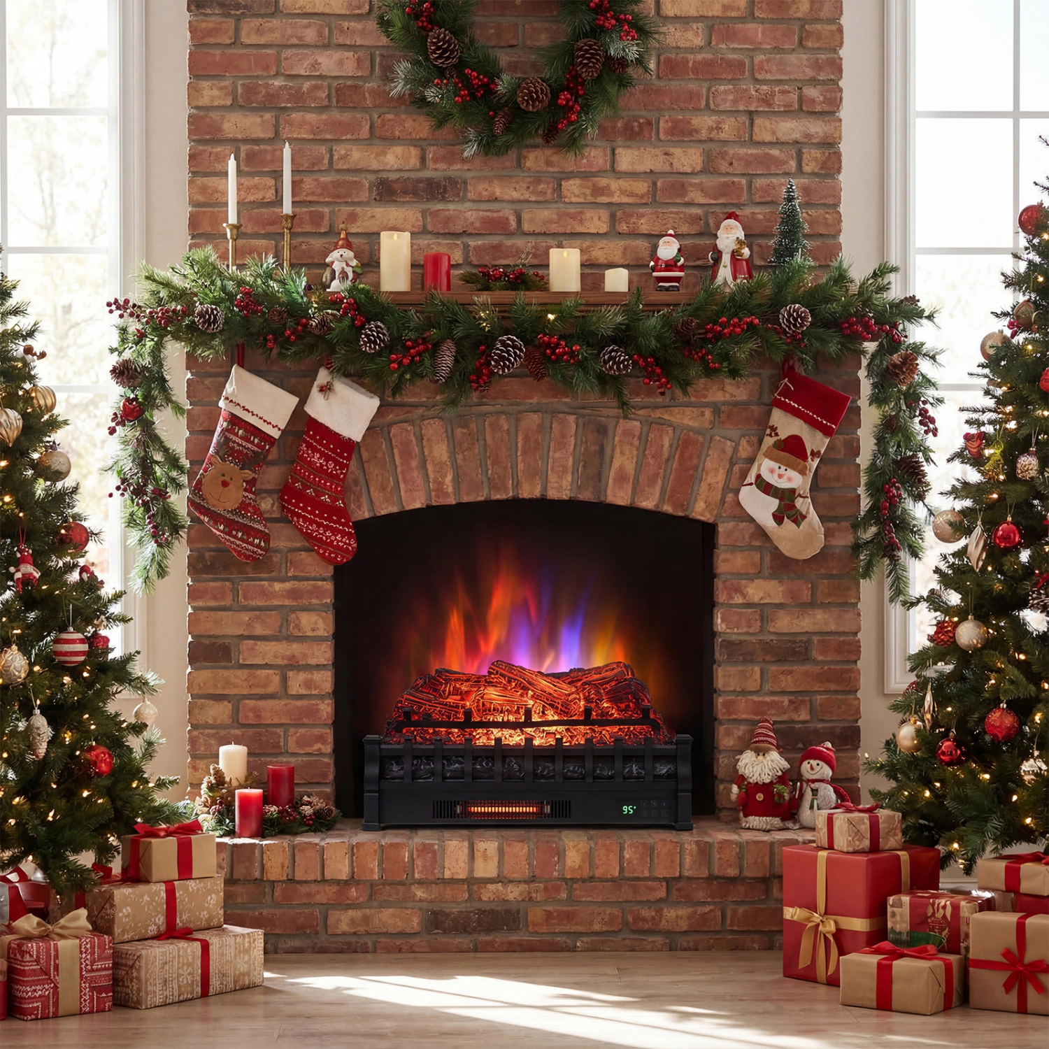 SlickBlue Smart Electric Fireplace Log Set with Remote Control