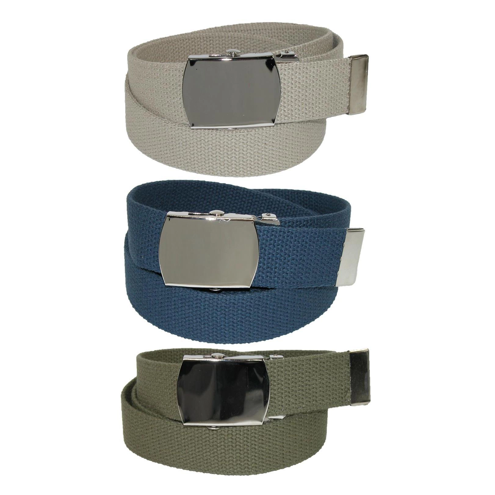 CTM Big & Tall Cotton Belt with Nickel Buckle (Pack of 3 Colors)