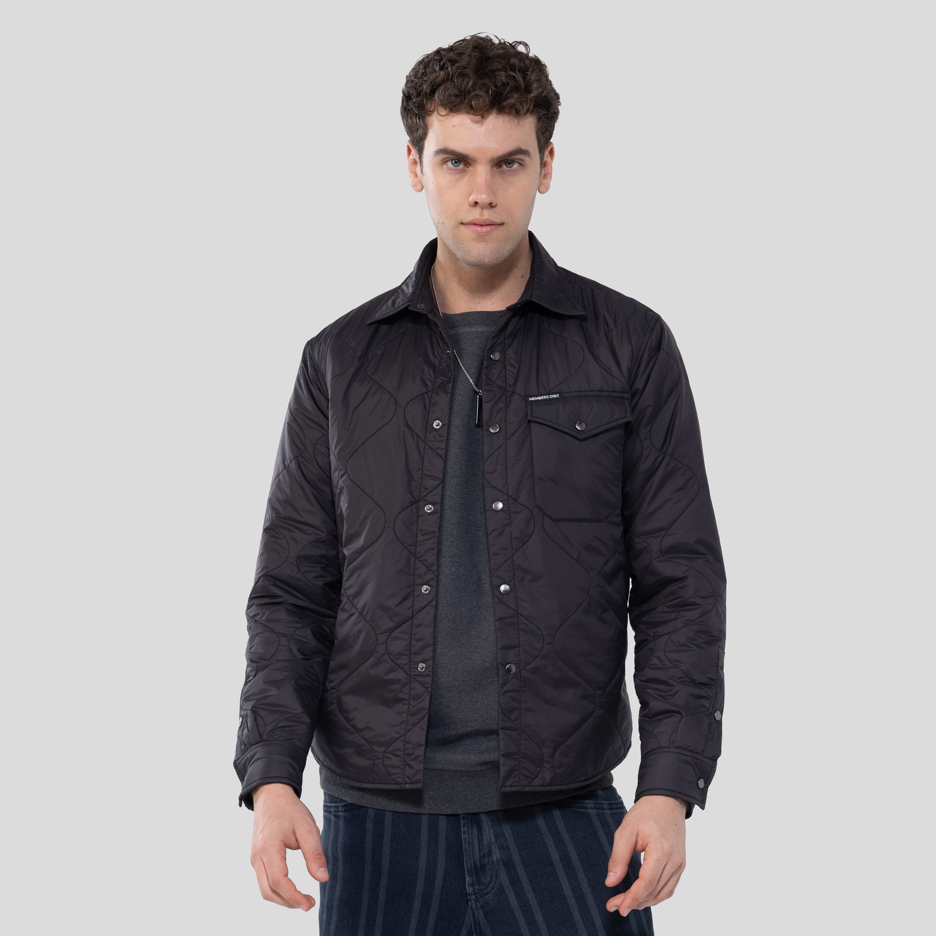 Members Only Men's Quilted Shirt Jacket