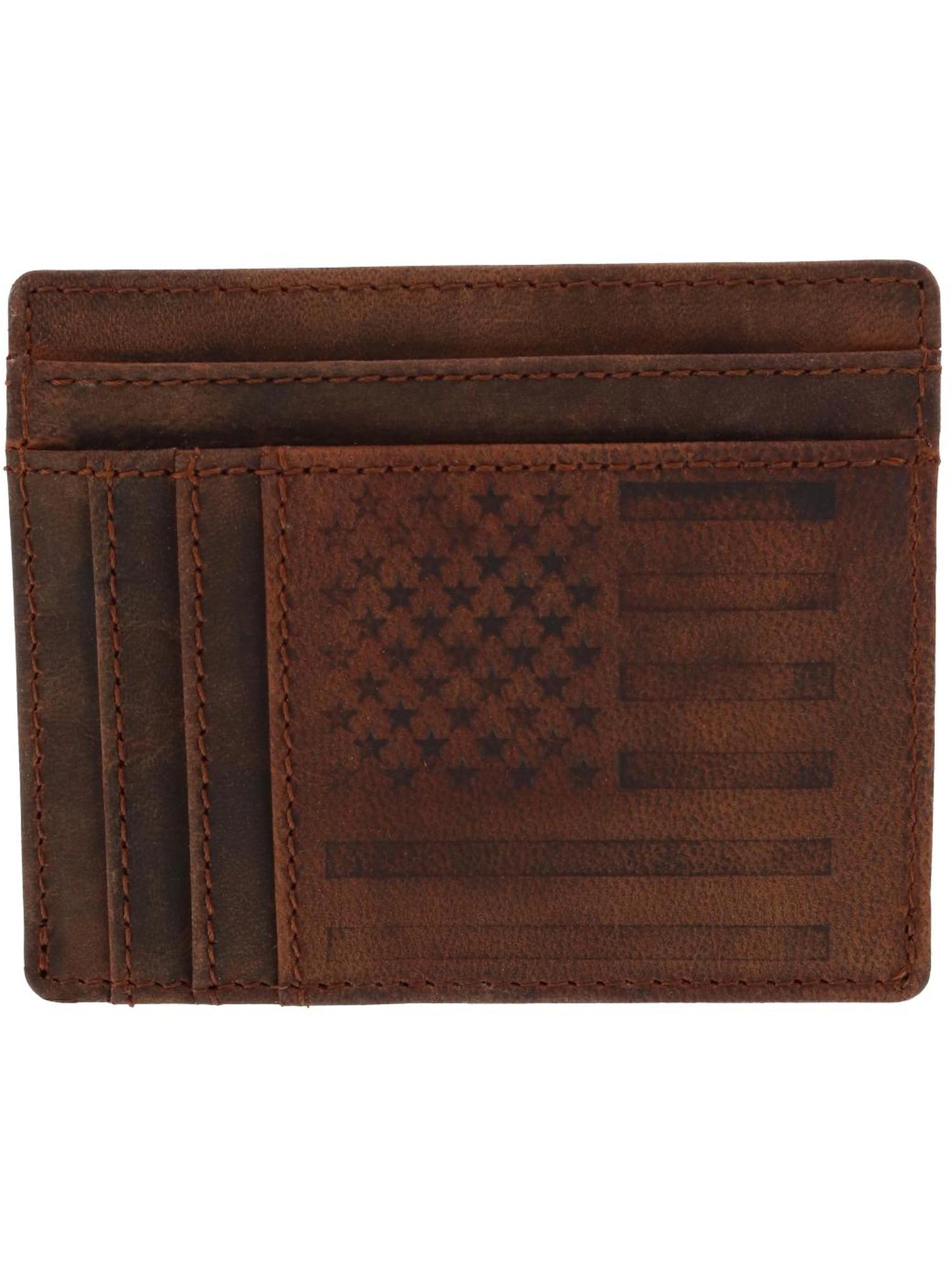 J. Buxton Men's Leather US Flag Front Pocket Get Away Wallet