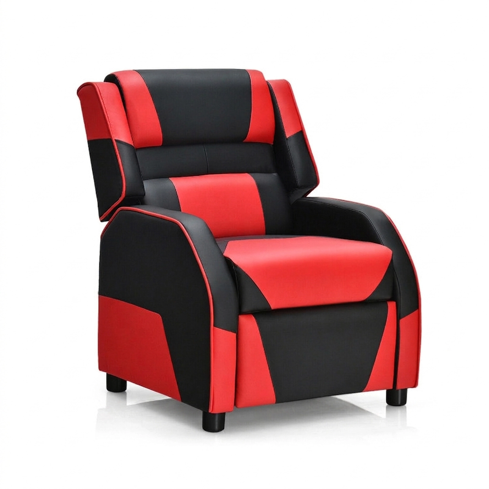 SUGIFT Kids Racing PU Leather Headrest Footrest Gaming Recliner 24-in x 27.5-in x 32-in 165-lb Capacity Ages 3+ Red