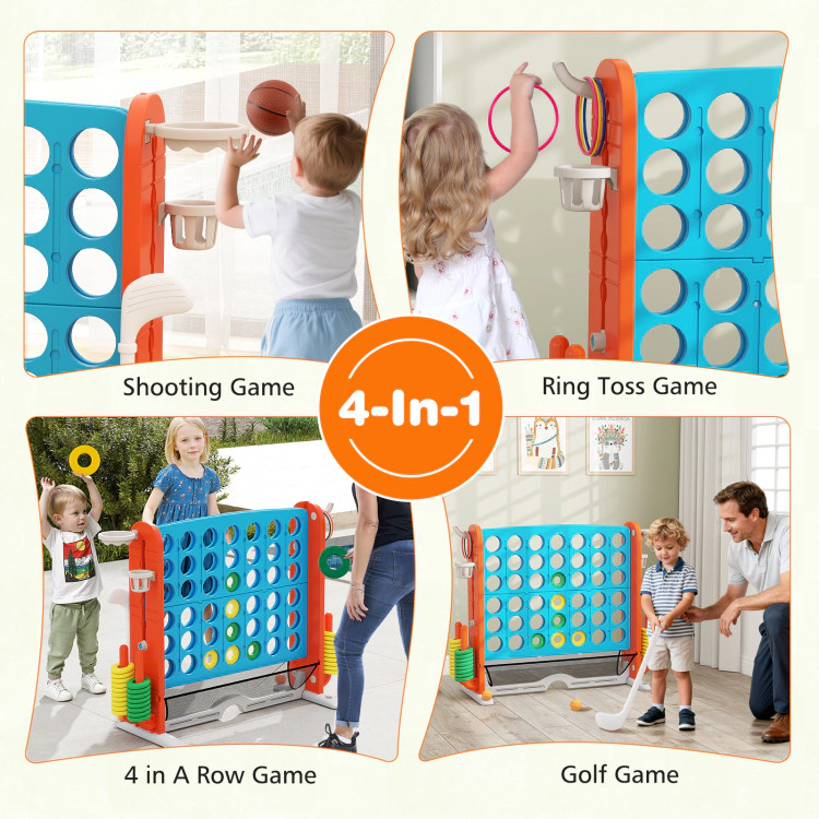 Hivvago Jumbo 4-to-Score Game with Ring-toss and Basketball Hoop & Orange