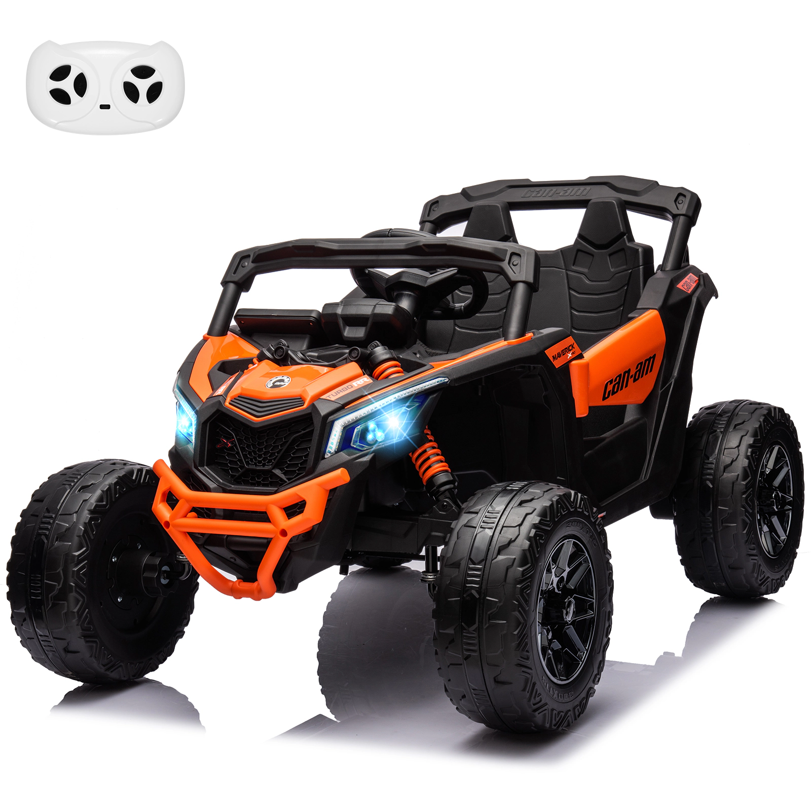 Enjyam 12V Licensed Can-Am Kids Ride On UTV, Electric Off-Road Car w/Remote, LED Lights, Music, Safety Belt, Open Doors