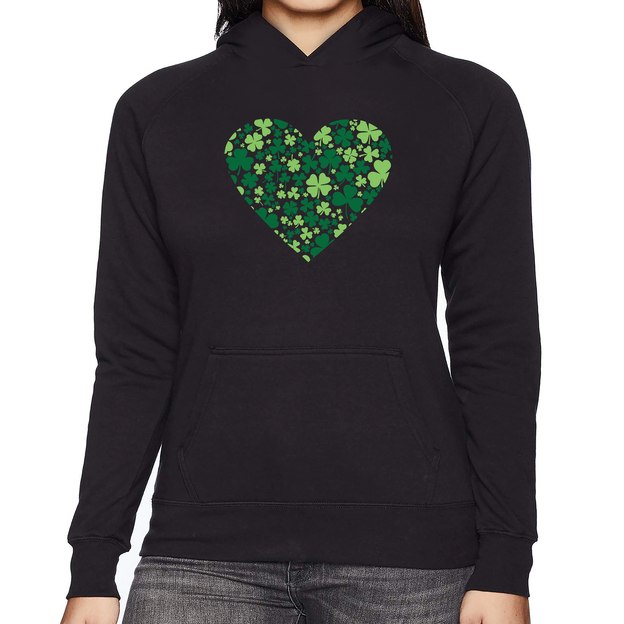 LA Pop Art Clover Heart - Women's Word Hooded Sweatshirt