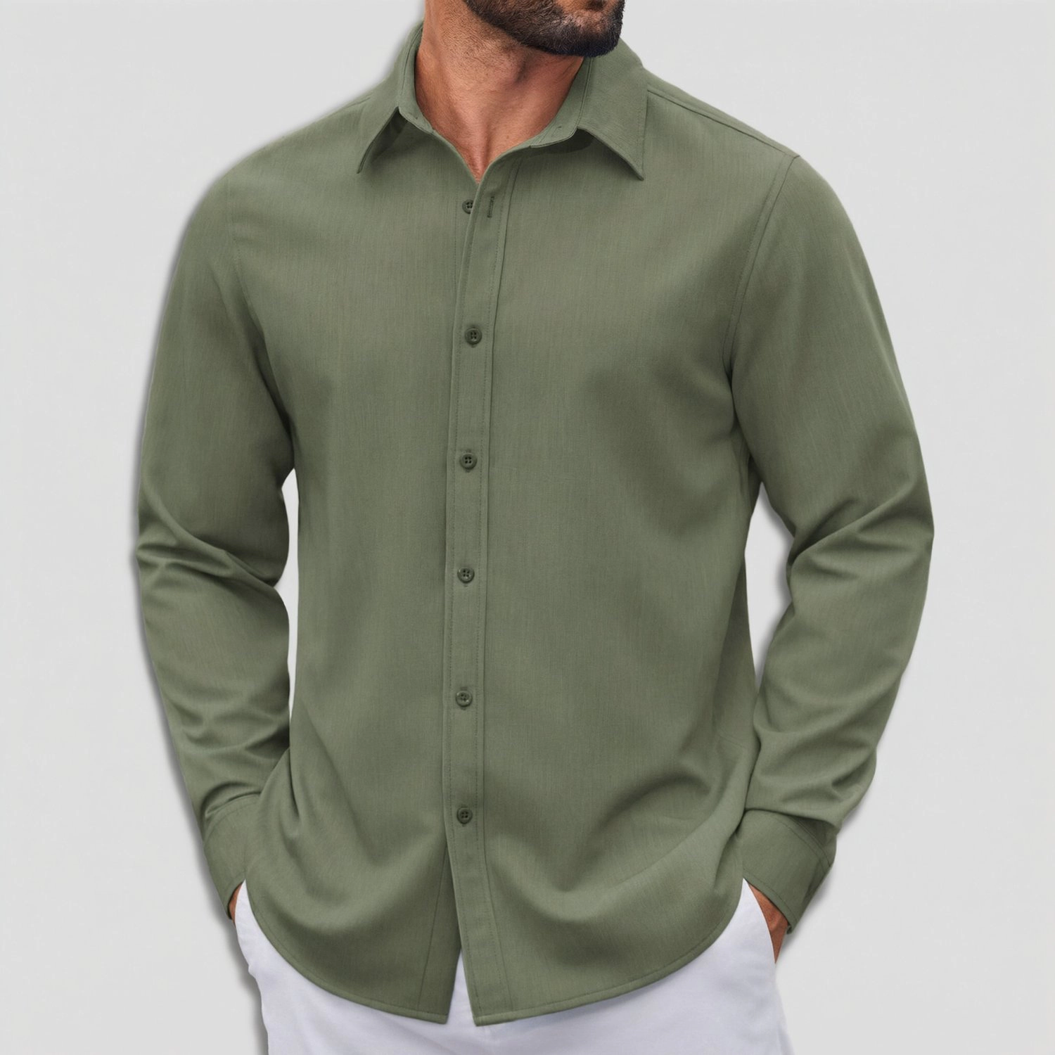COOFANDY Mens Classic Long Sleeve Shirts Fall Spread Collar Button Down Dressy Tops