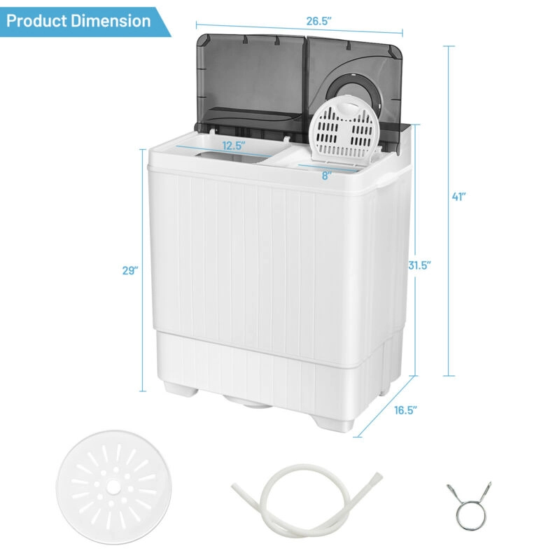 SUGIFT Gray Twin Tub Portable Washing Machine with 18-lb Washer and Drain Pump 26.5-in W 16.5-in D 31.5-in H