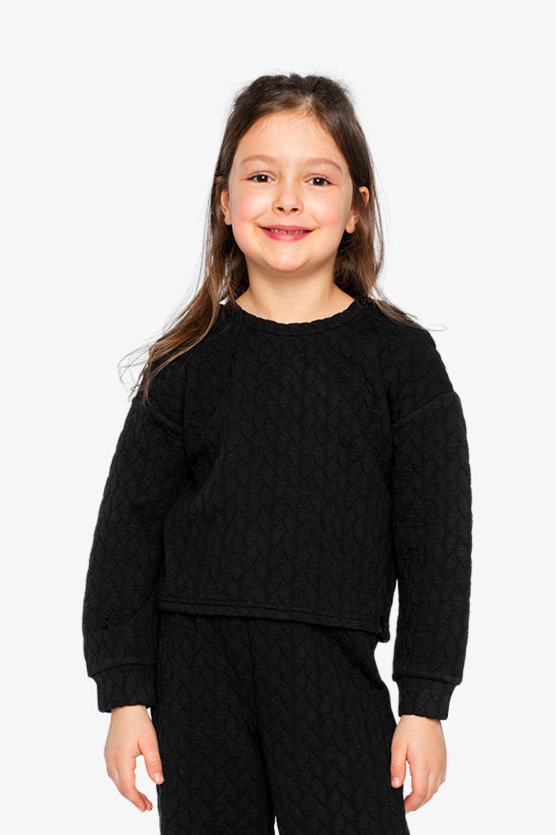 Deux par Girls Quilted Diamond Jacquard Sweatshirt