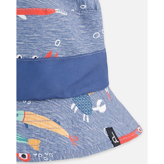 Deux par Deux Boys Recycled Polyester Beach Hat Marine Animal Print