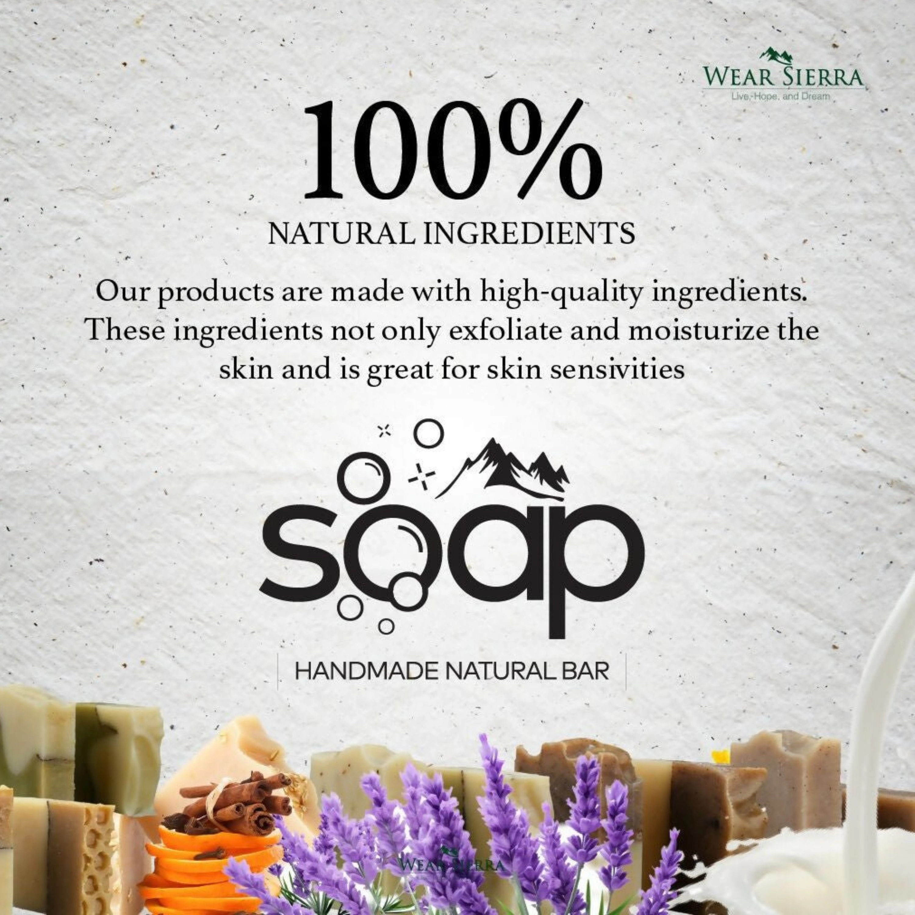 Wear Sierra Handmade Lavender Bar Soap Pack Of