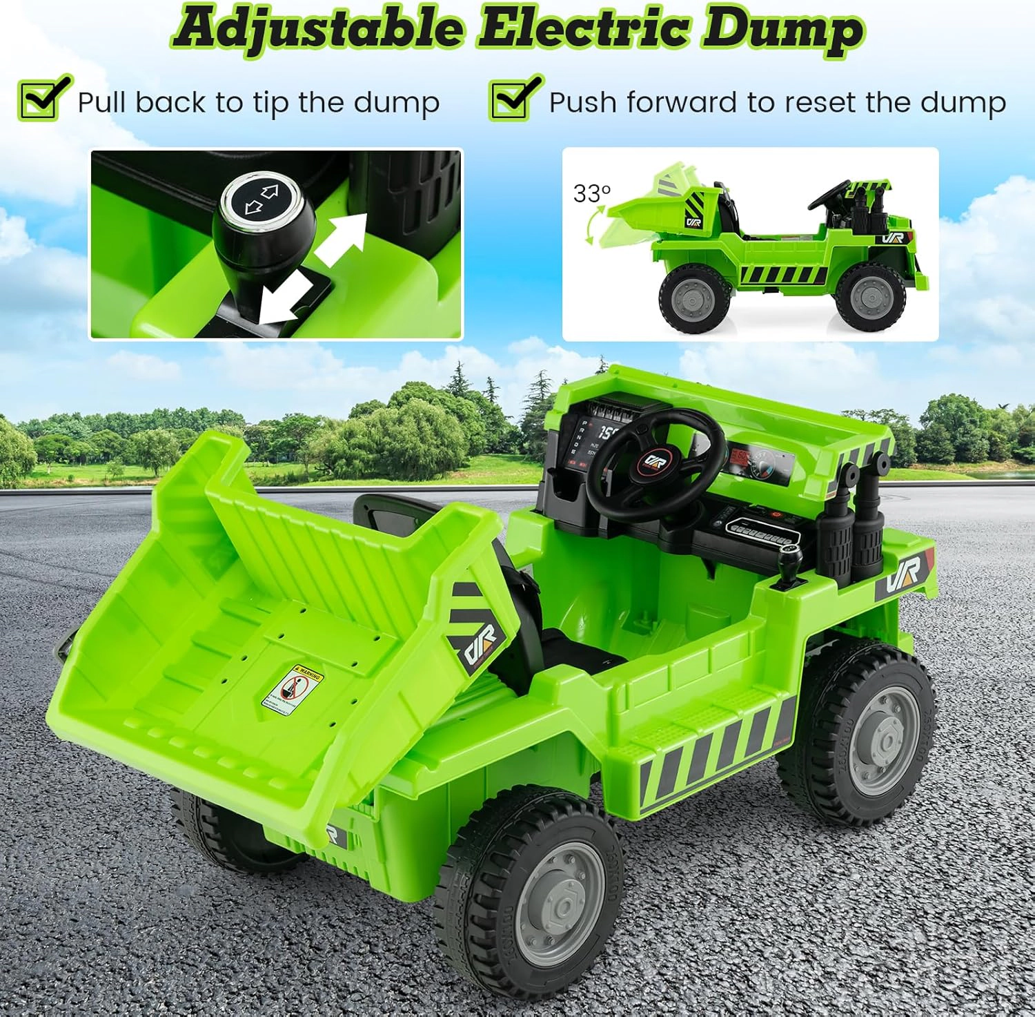Costway Kids Ride-On Dump Truck with Wireless Connection Music LED Lights Soft Start Yellow