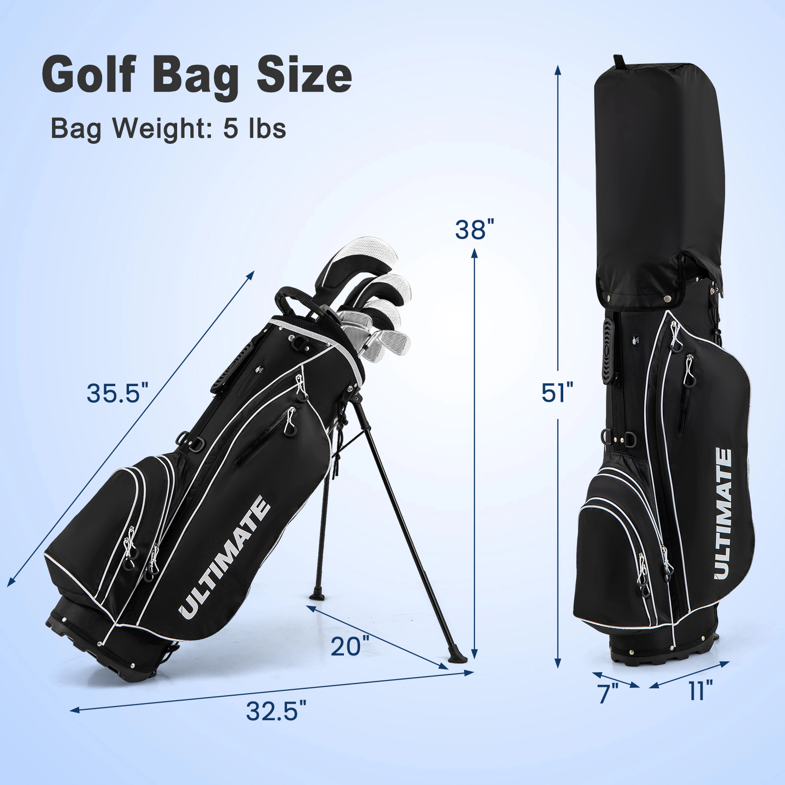 LJG Men's Profile Complete Golf Club Package Set Includes 10 Pieces