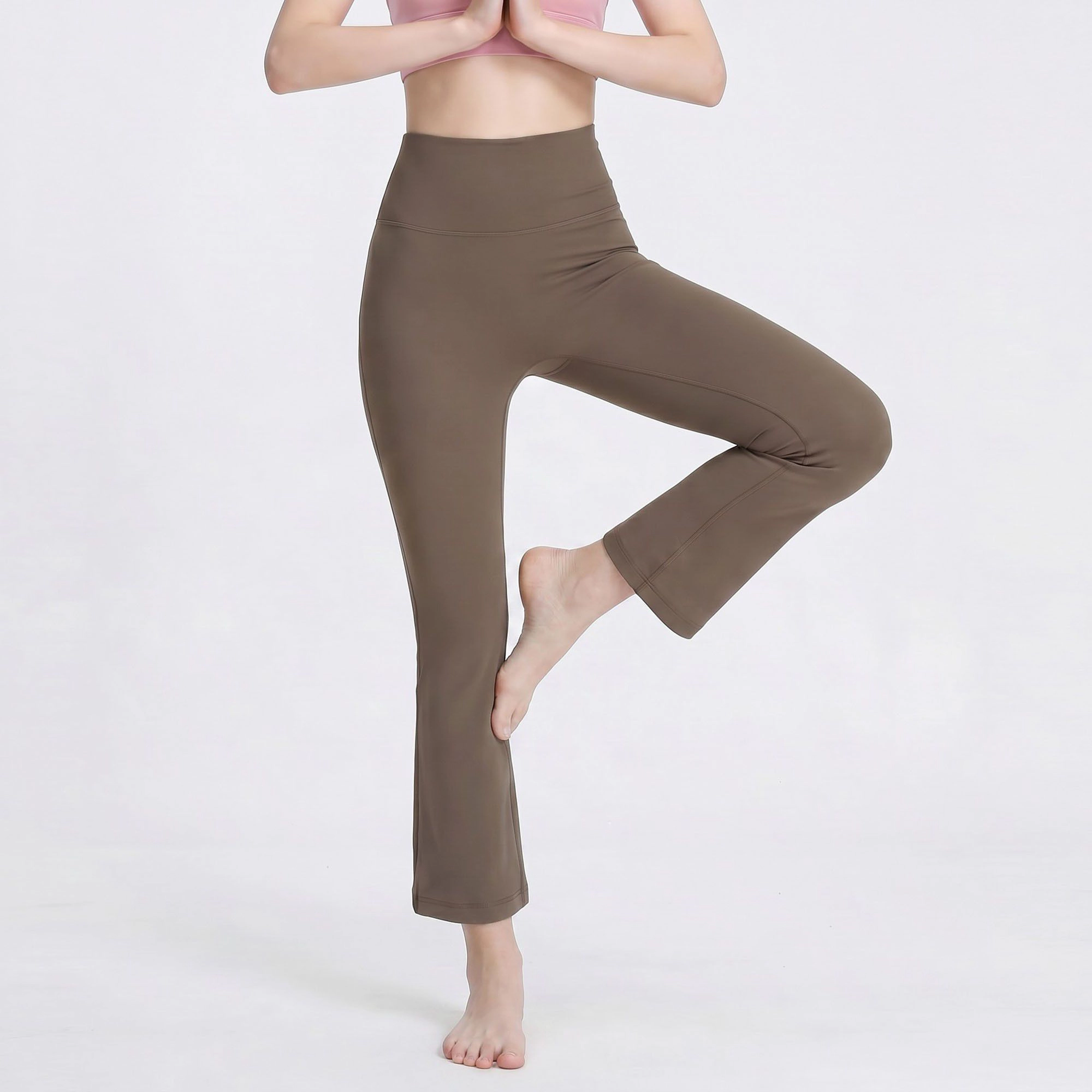 Anna-Kaci Women's High-Waist Flare Yoga Pants with Wide Waistband Smooth Stretch Pull On Workout Lounge