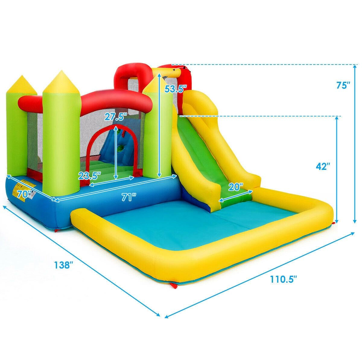 SUGIFT 138-in 297-lb Capacity Inflatable Bounce House Water Slide with Mesh Walls Hose and Carrying Bag