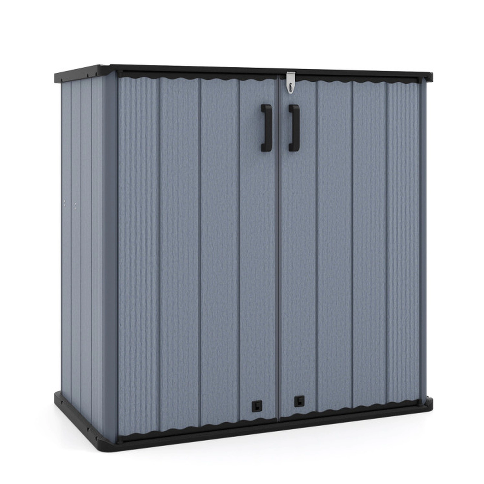 SUGIFT 23.5-cu ft All-Weather Outdoor Storage Box with Floor Lockable Door and Grooved Drainage Roof