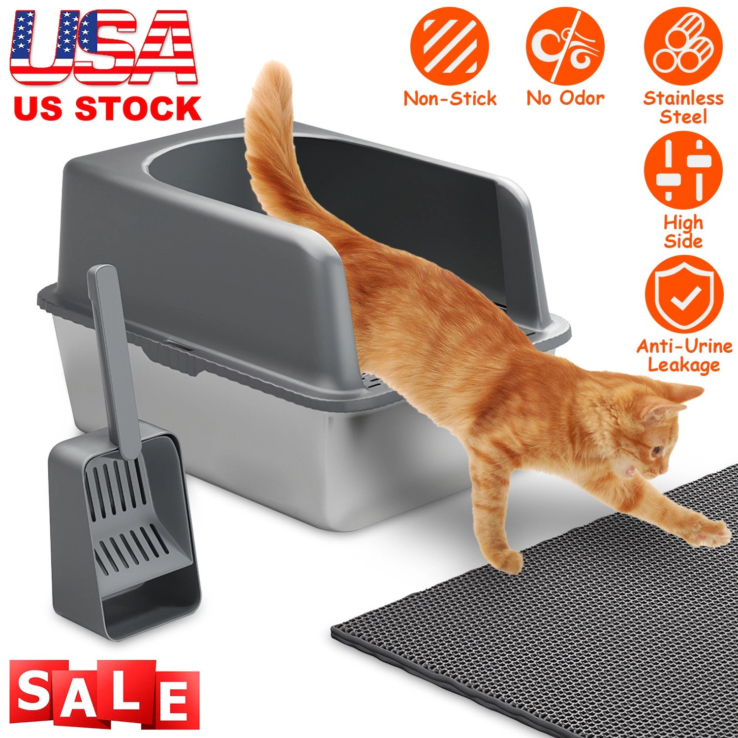 GBruno Enclosed Stainless Steel Cat Litter Box