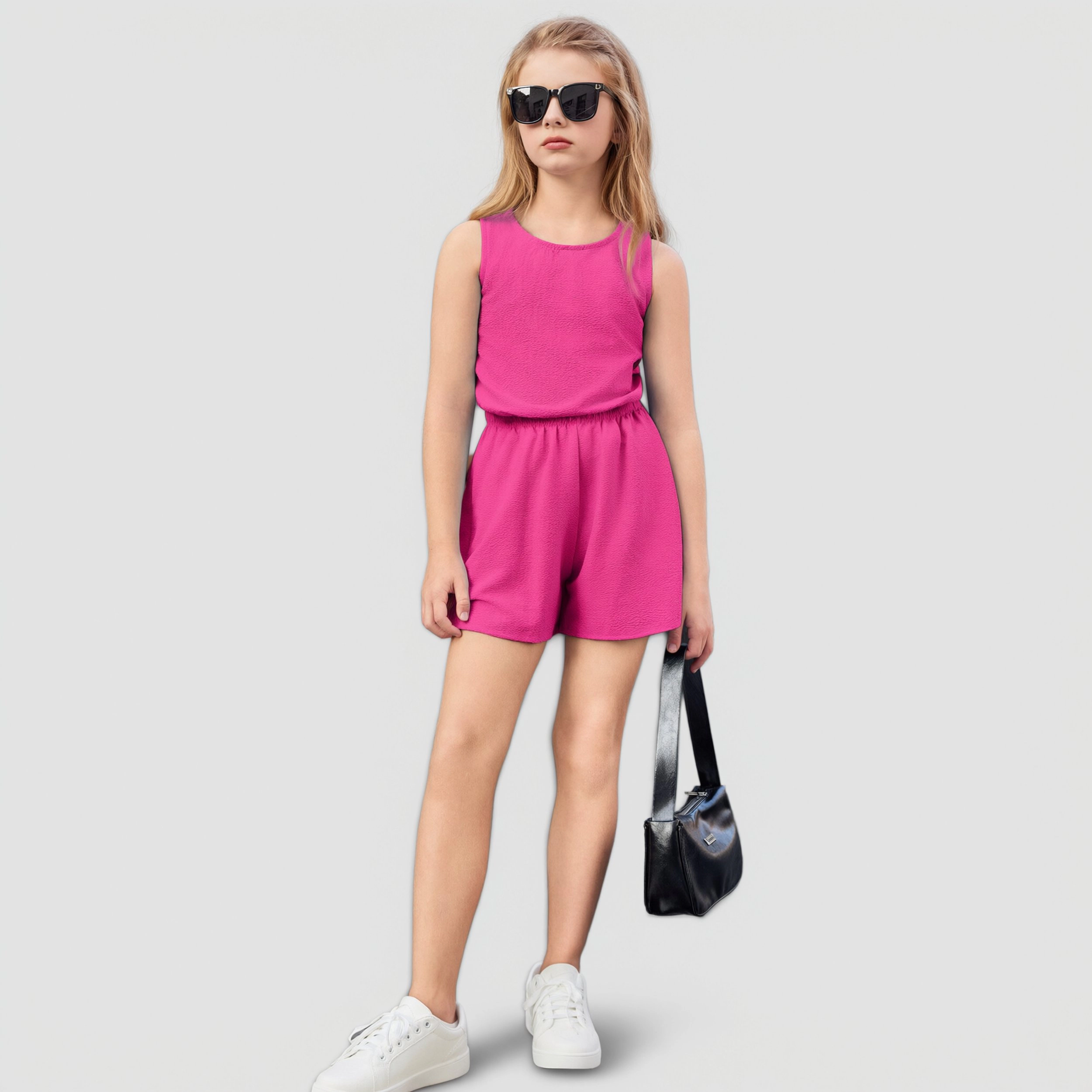 Arshiner Girls Tiedye Set Sleeveless Top And Paperbag Shorts Comfortable Wear