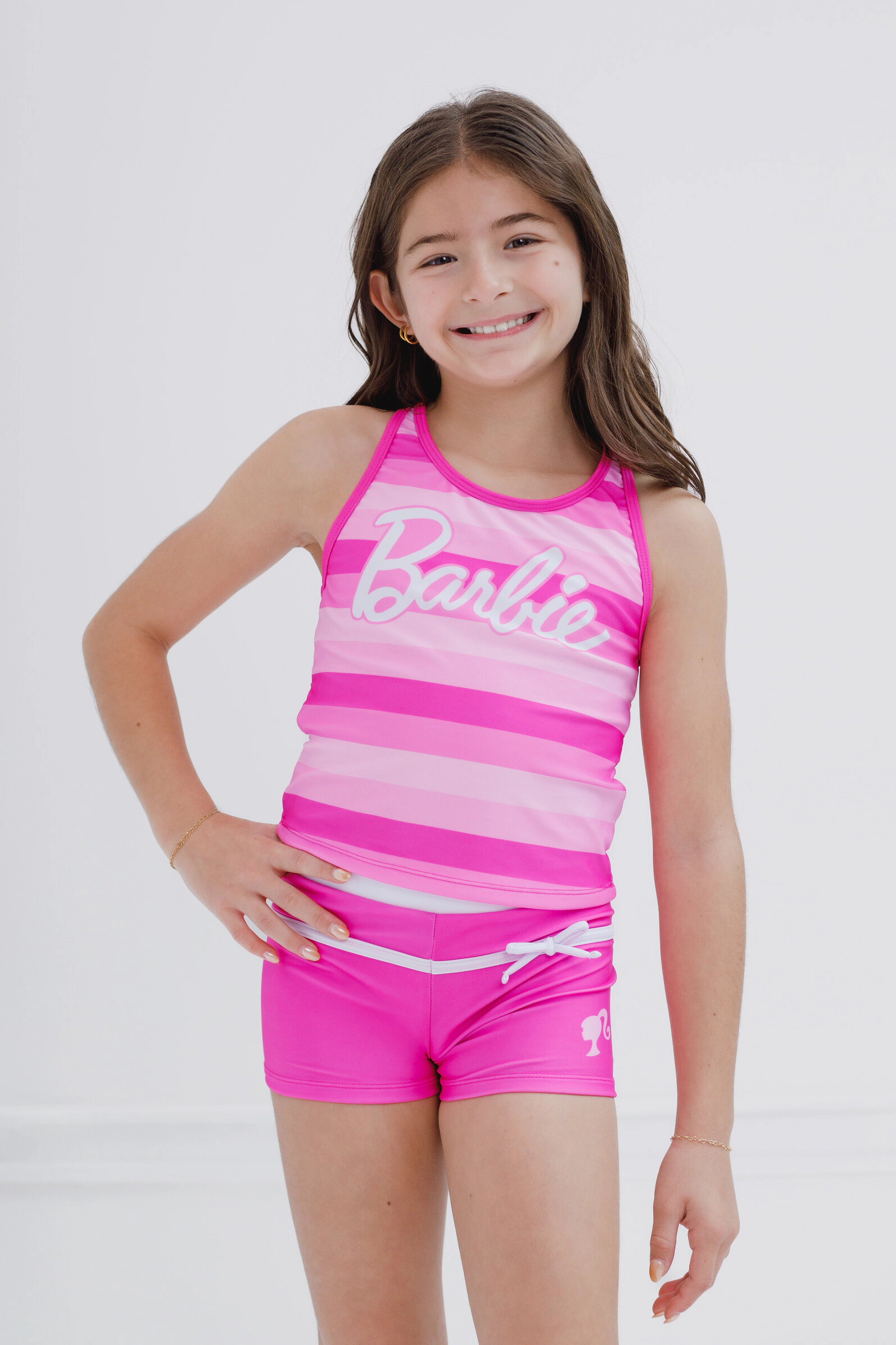 Barbie Girls' 2-Piece Swimwear Tankini and Shorts Set