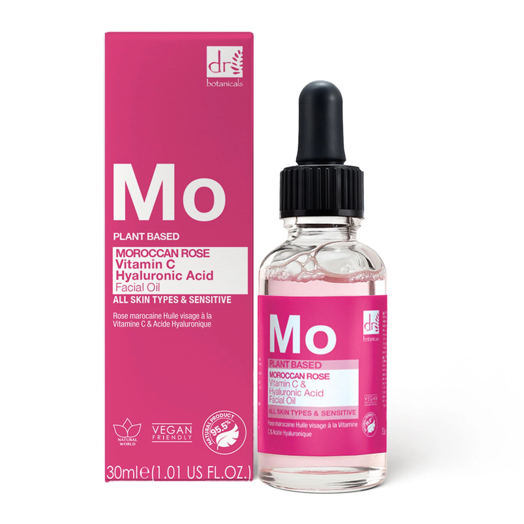 Dr Botanicals Moroccan Rose Facial Oil with Hyaluronic Acid & Vitamin C 15ml