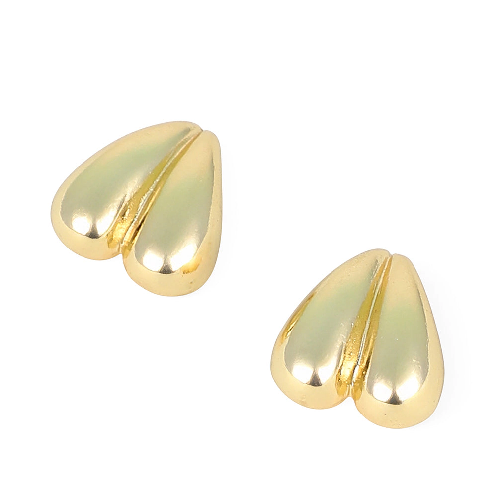 SOHI Women's The Droplet-Heart Stud Earrings - California Gold