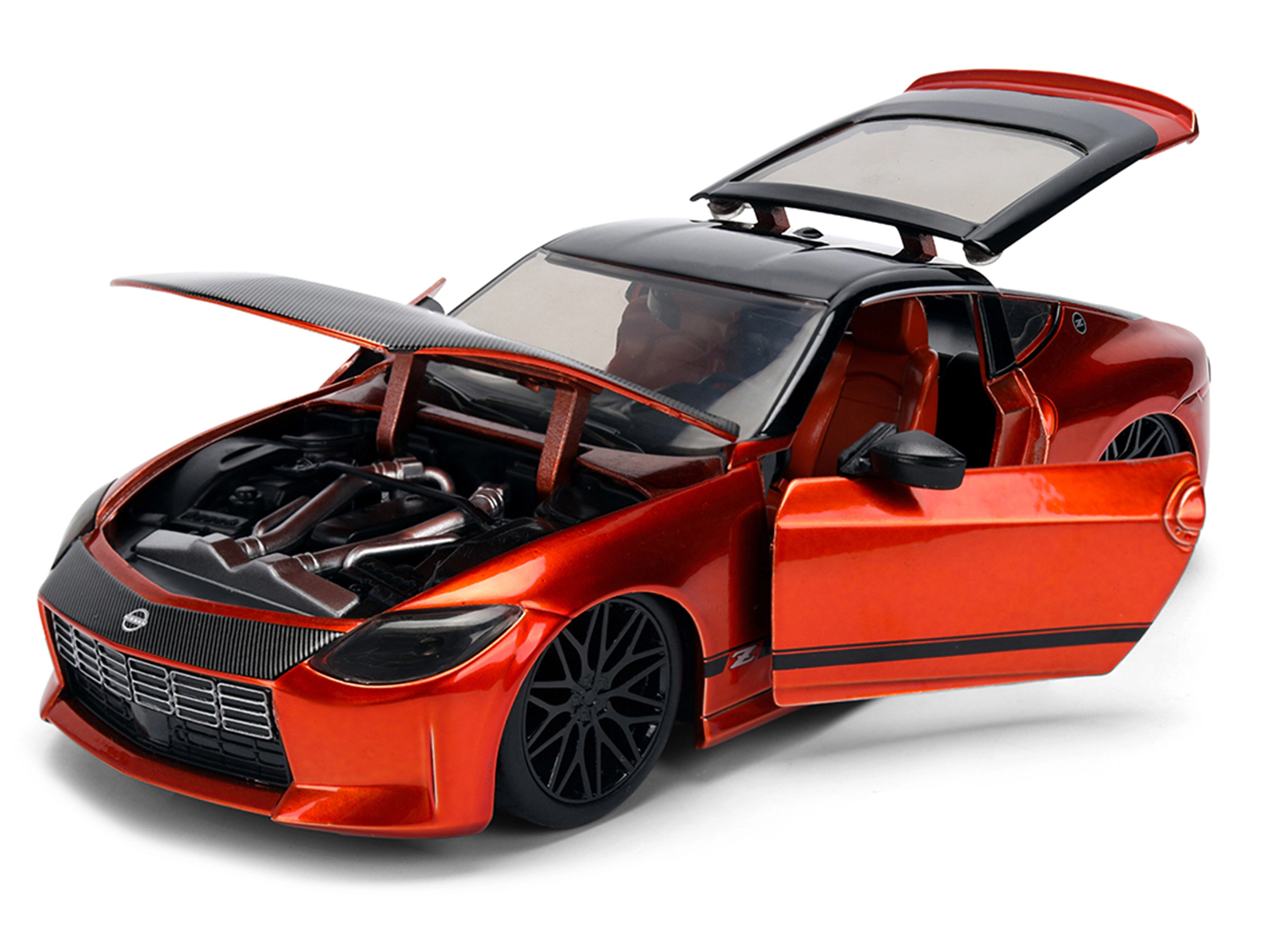 Jada 2023 Nissan Z Orange Metallic with Carbon Hood and Black Top "JDM Tuners" Series 1/24 Diecast Model Car by Jada