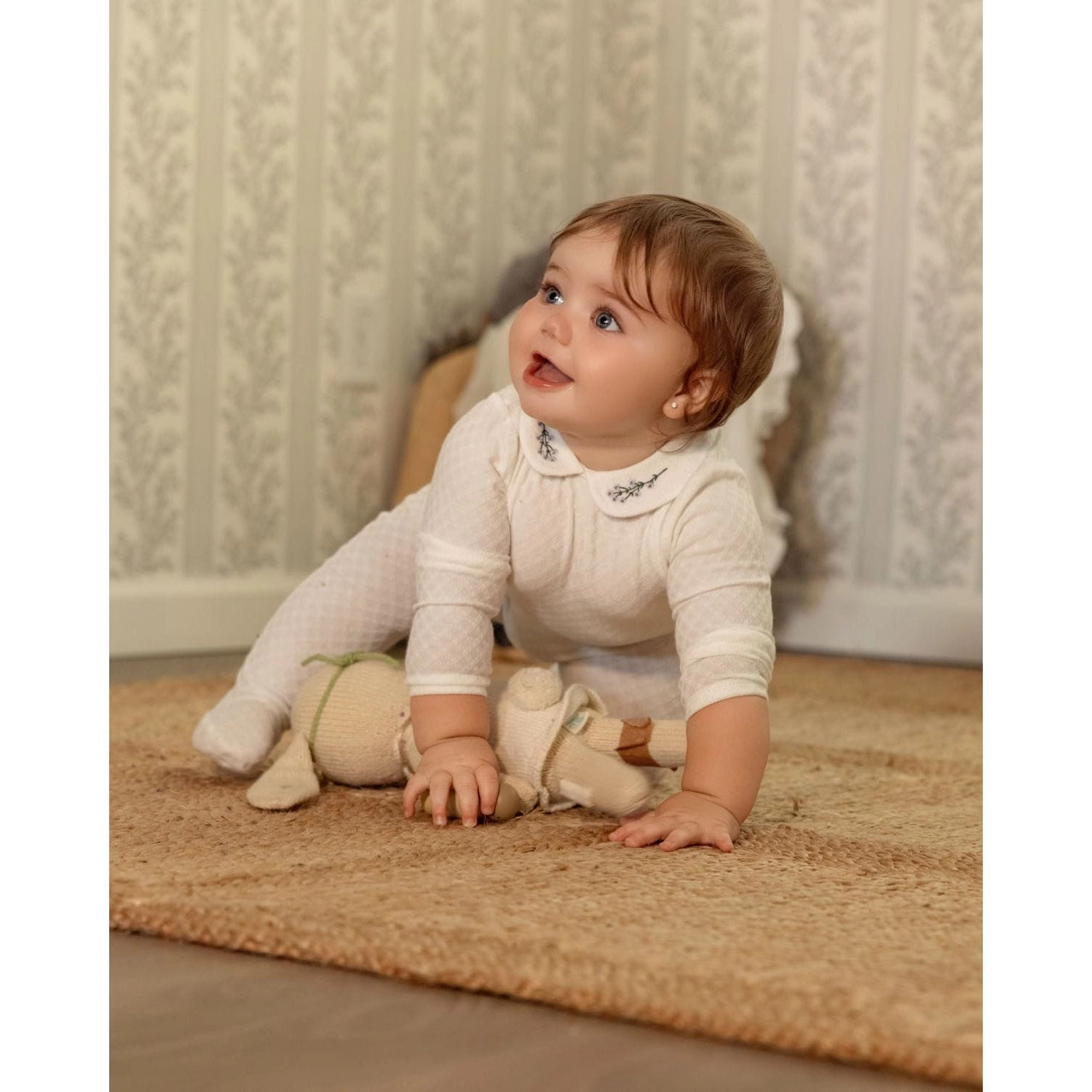 MeMoi Baby Girls "Lilacs Are The Sweetest Bloom" Embroidered Footie