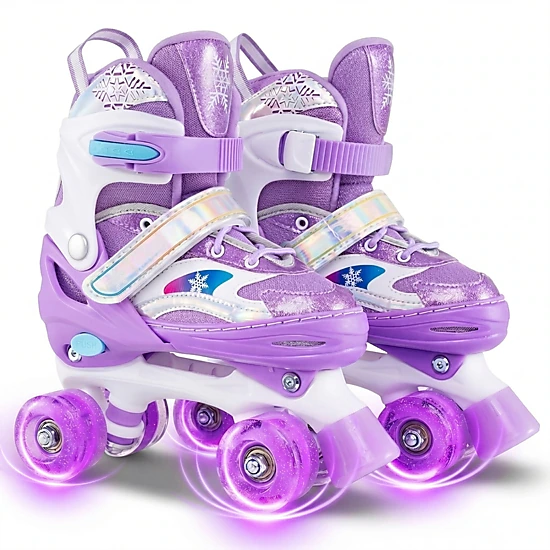 SUGIFT 4-Size Adjustable Kids Roller Skates with Light-Up Wheels and ...