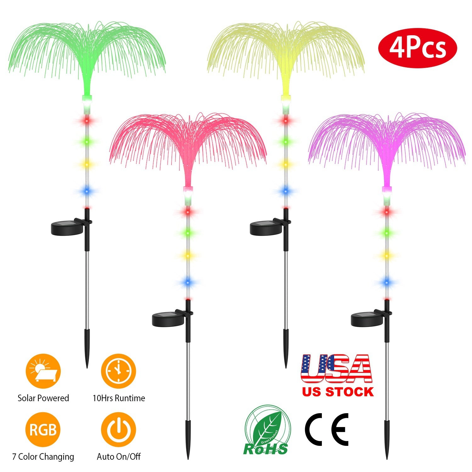 GBruno Solar Jellyfish Path Lights, 4-Pack
