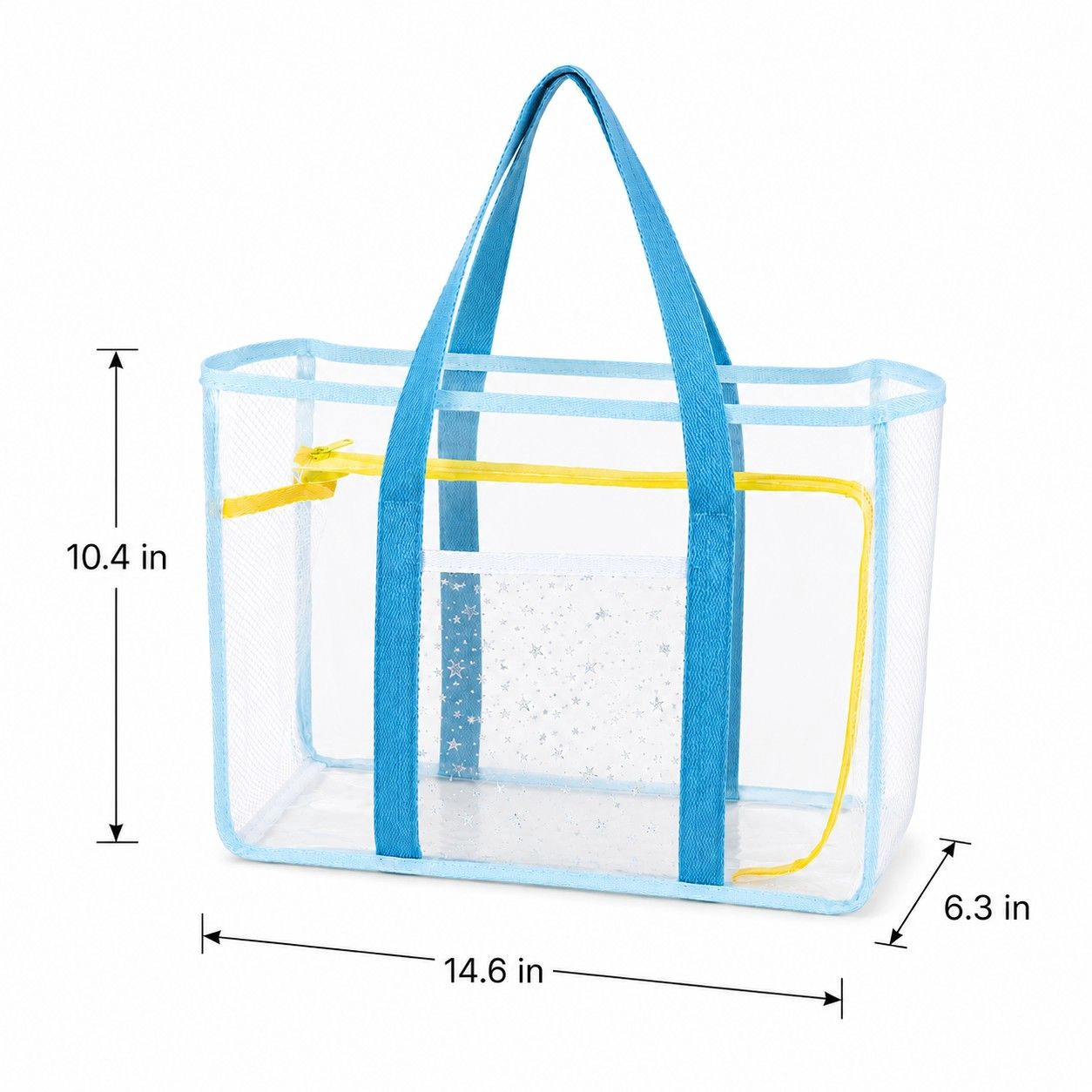 Alilang Women's Clear PVC Beach Tote Bag with Front Pocket and Shoulder Handles, Mint Green