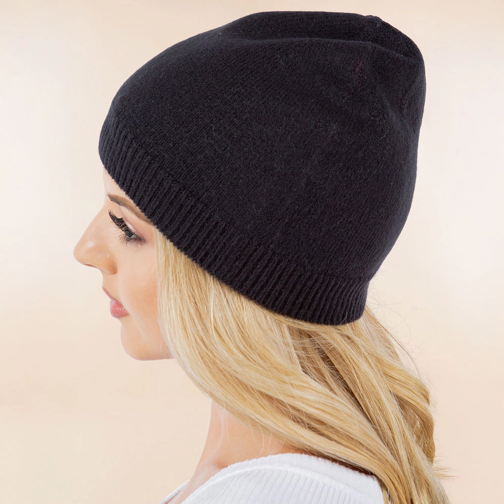 TRUEDAMES 3PCS - Solid Winter Beanie Hat Scarf Gloves Set Black