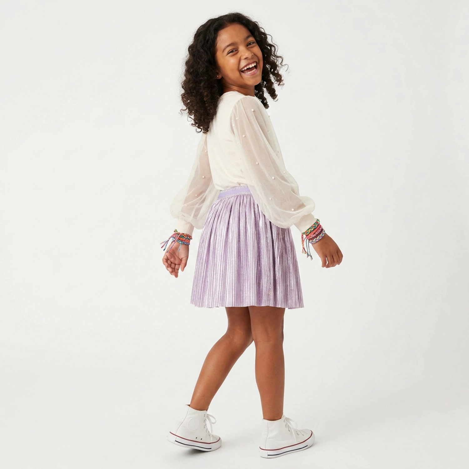 Rockets of Awesome Pearl Tulle Sleeve Top for Girls