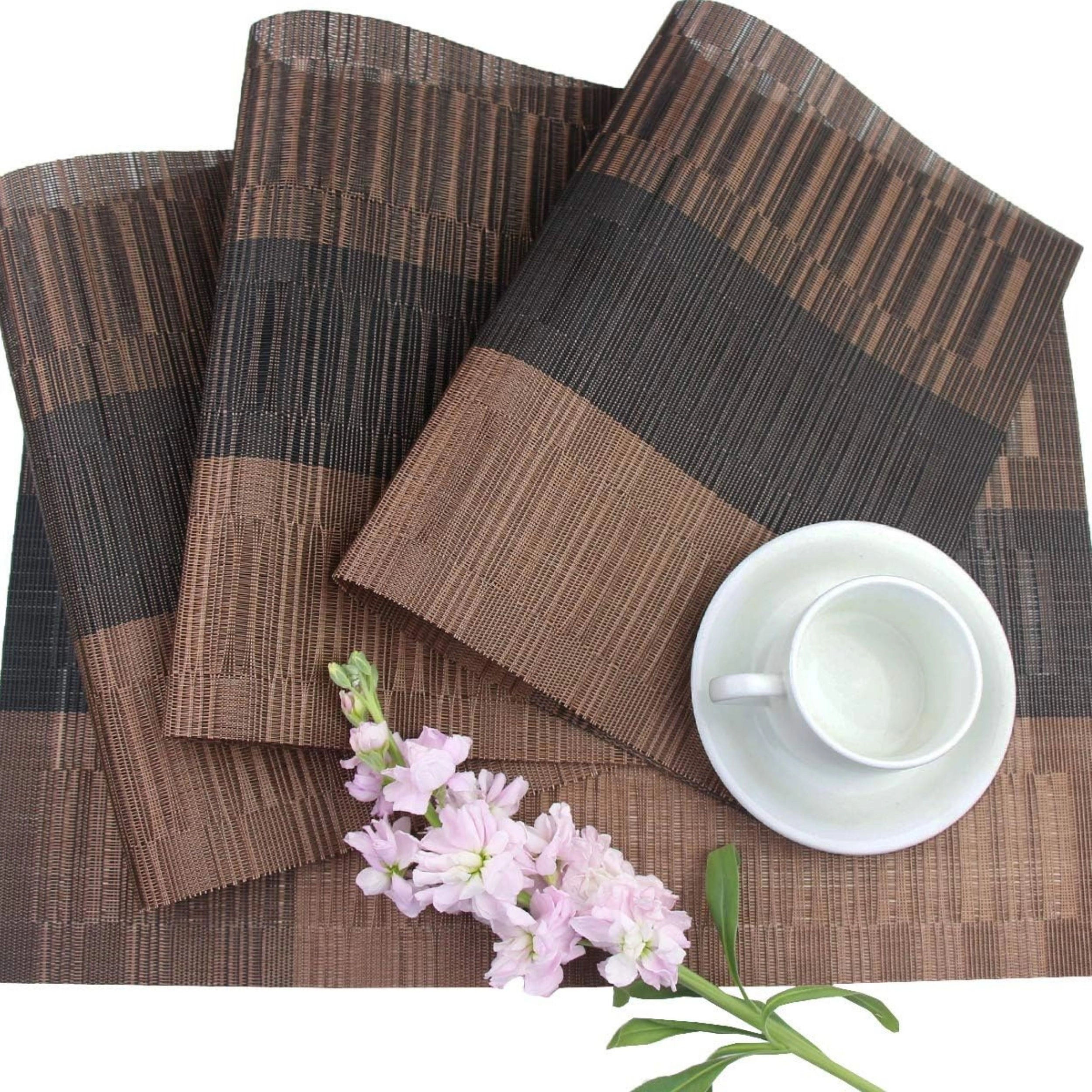 Stock Preferred Pack of 4 Washable Woven Vinyl Dining Table Placemats