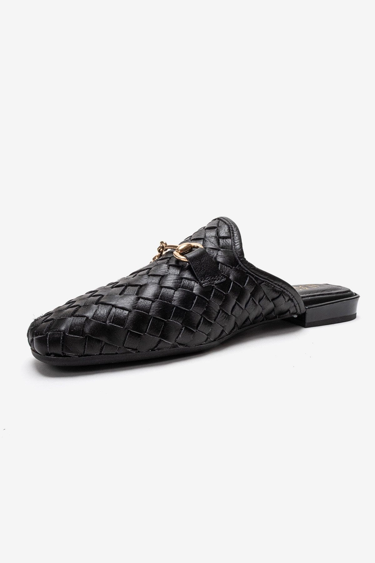 Forever & Always Womens Senia Leather Woven Mules