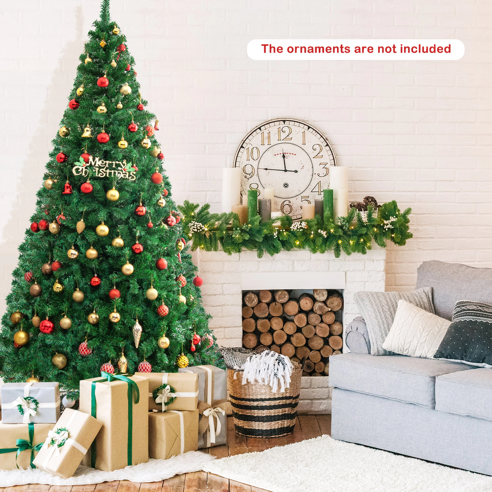 Glintex 8-Ft Artificial Christmas Tree with 1138 Tips and Solid Metal Stand, Green