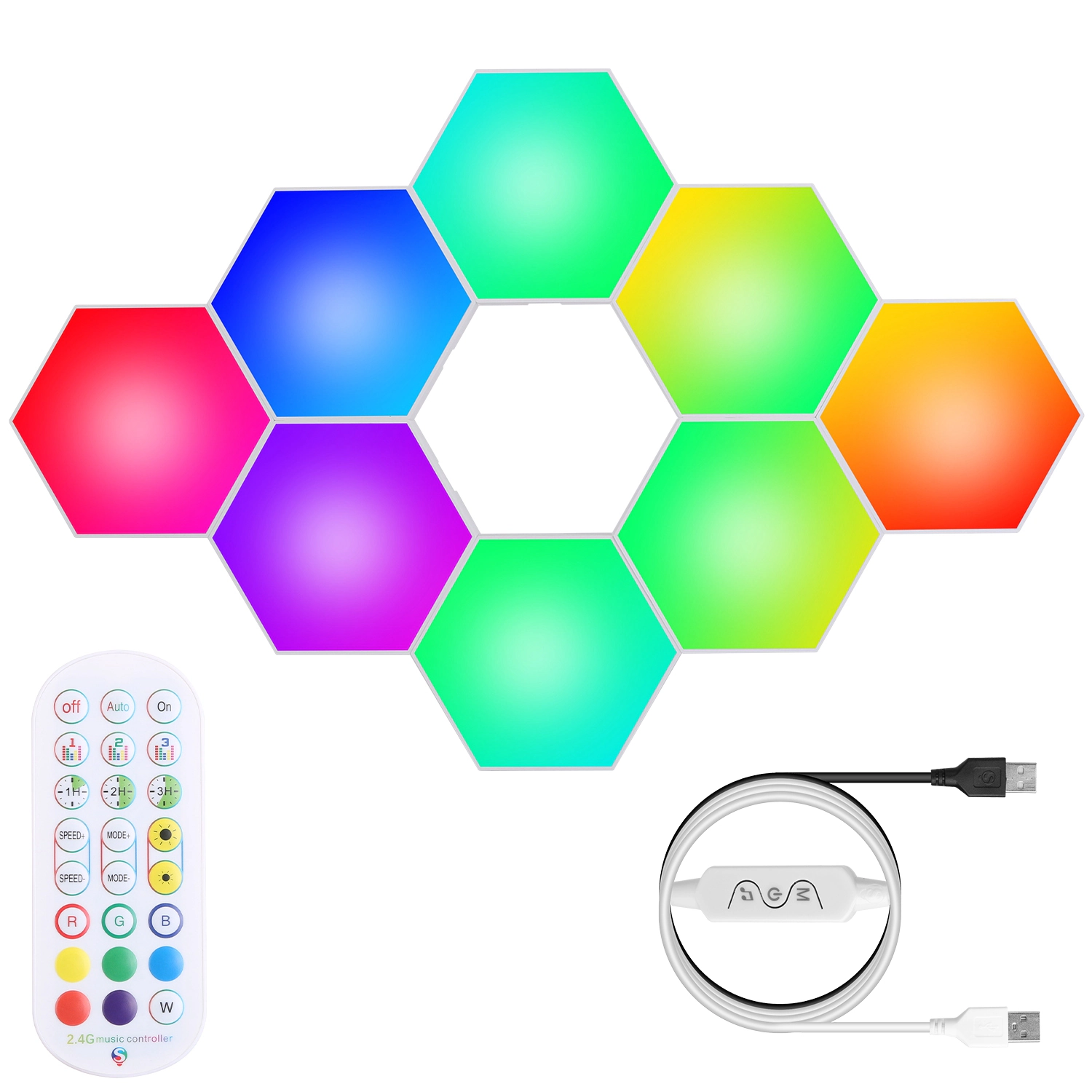GBruno RGBW Hexagon Light Panels 8-Piece Set