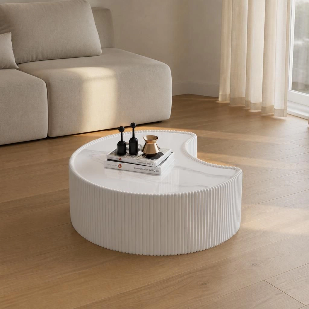 GOODSILO Sintered Stone Top Upholstered Coffee Table