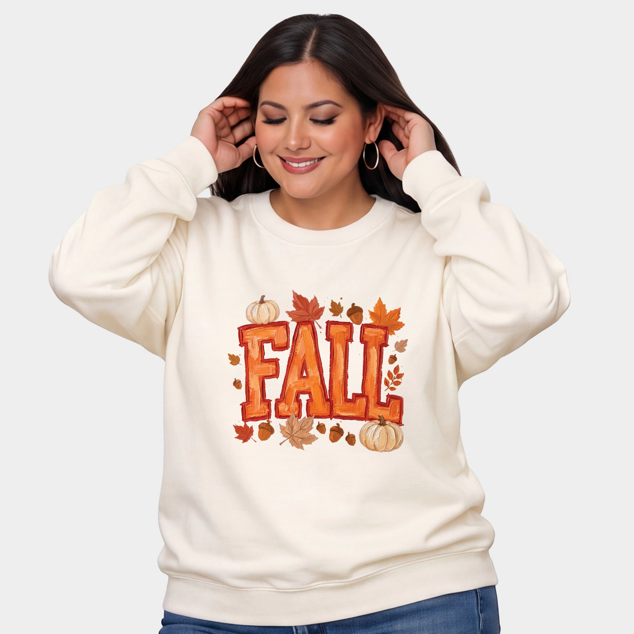 Simply Sage Market - Women's Plus Sized Graphic Sweatshirt Fall Block Painted