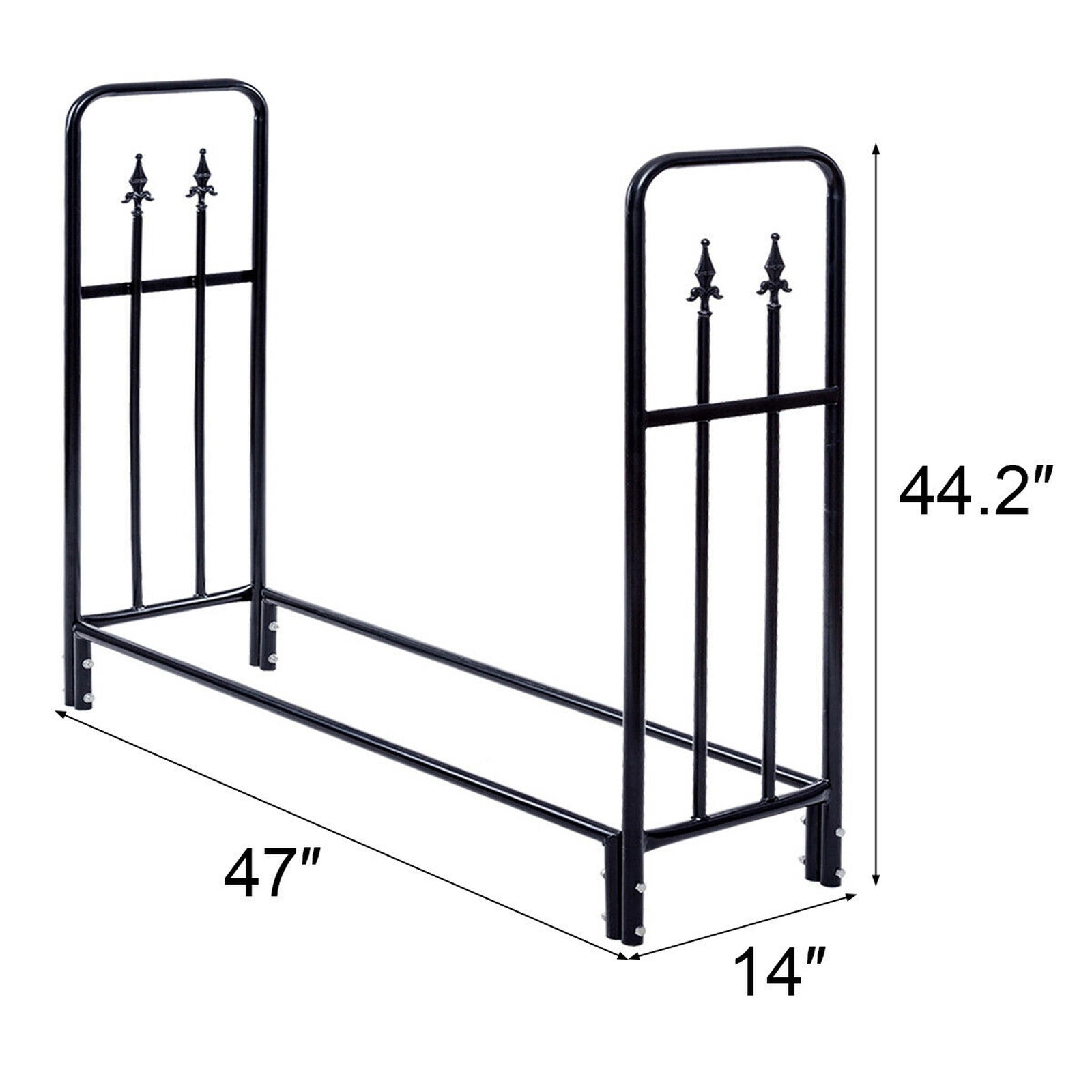 SUGIFT 4-ft Powder Coated Steel Outdoor Firewood Storage Rack 47-in x 14-in x 44.2-in 880-lb Capacity Black