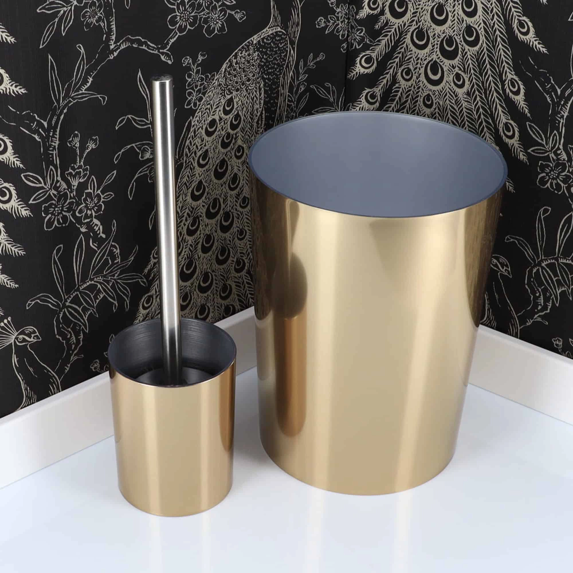 Evideco French Home Goods Brushed Metallic-Look Toilet Brush and Holder Set - 2-Piece