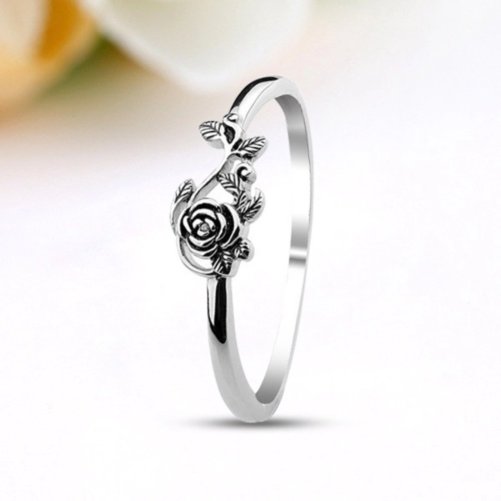 Exquisite Jewelry Ring Love Rings Vintage Rose Flower Leaf Finger Ring