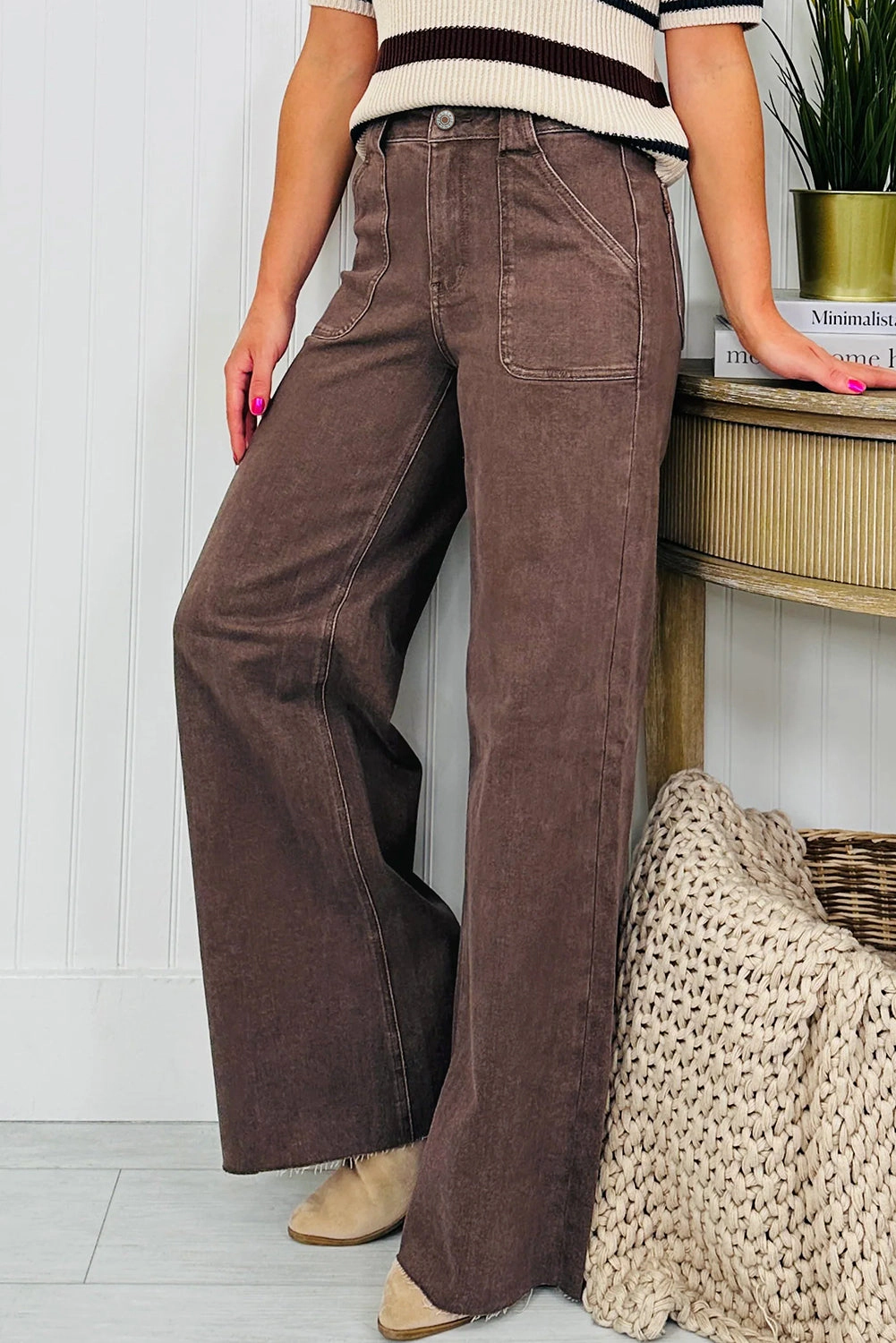 Threaded Pear Women's Elora Washed Patch Loose Jeans