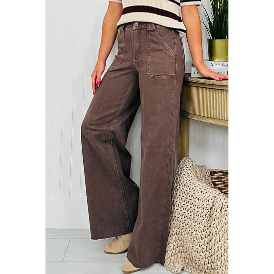 Threaded Pear Women's Elora Washed Patch Loose Jeans