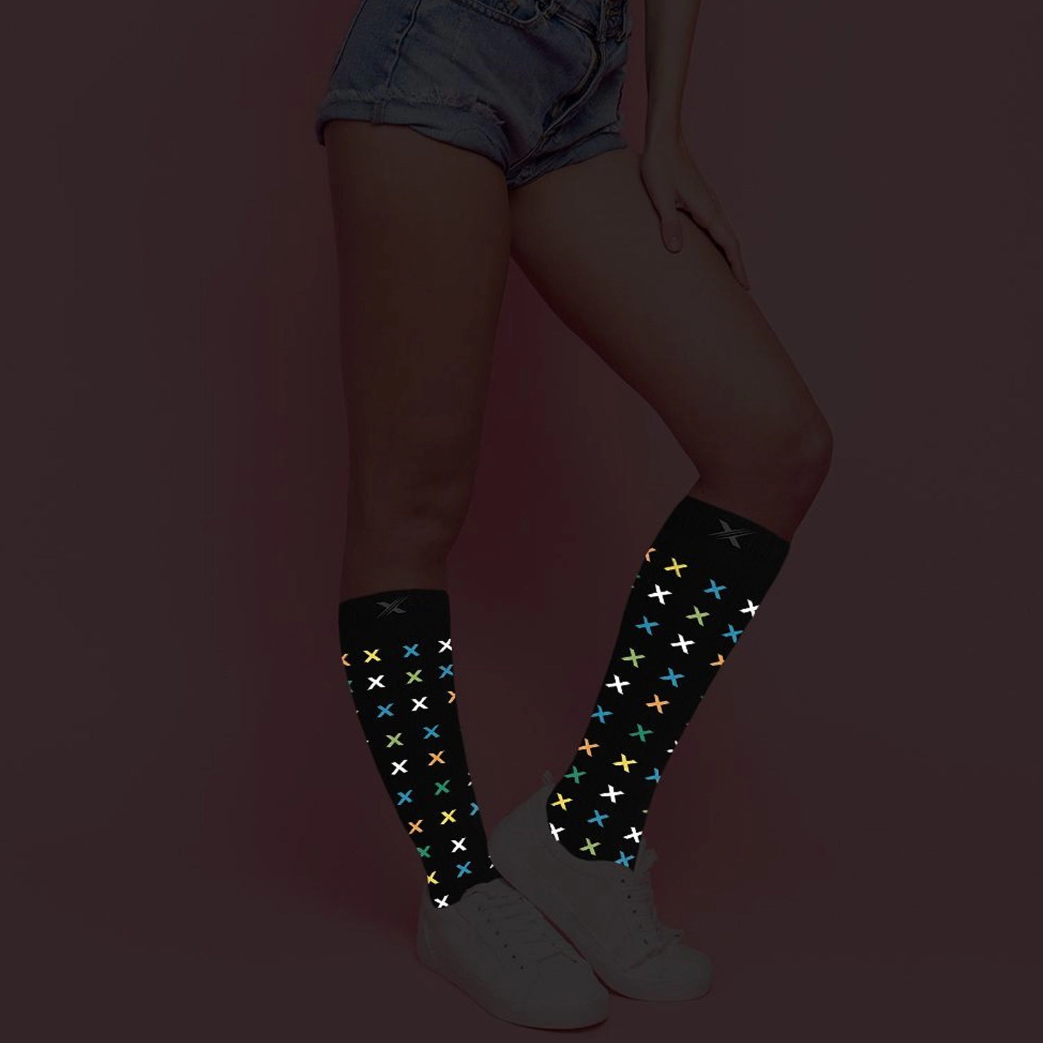 Extreme Fit Glow In The Dark Sport Compression Socks - Knee High Performance Socks - 3 Pair