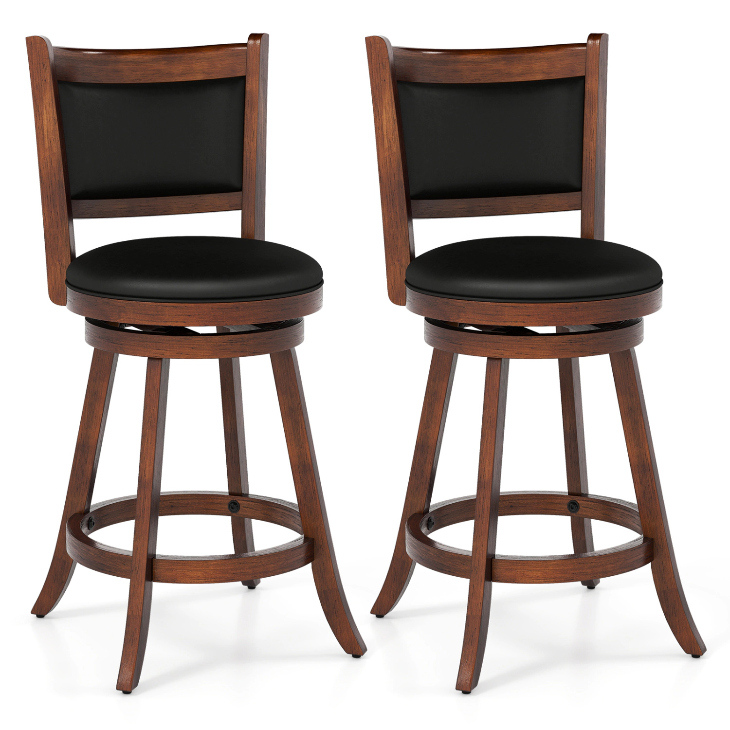 Glintex 2-Piece 24-Inch Swivel Counter Stool Set with Panel Back